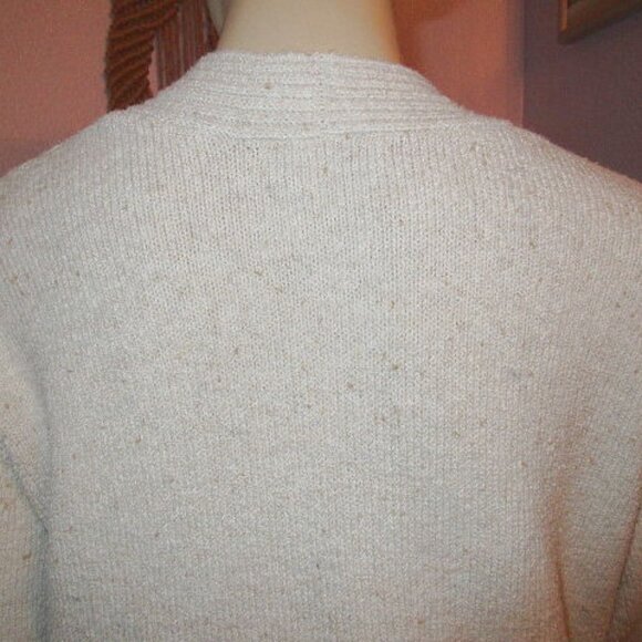 Frye and Co Fisherman Cable Knit Cardigan Size M Sweater Open Chunky Neutral - Picture 9 of 11